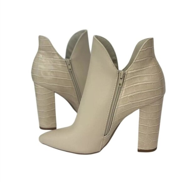 Qupid Shoes - QUPID / Signal-84X / Beige / Faux Leather & Croc / Embossed Ankle / Booties / Hi